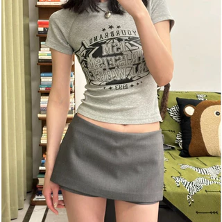 กระโปรงเอวต่ำ สไตล์เกาหลี มีซับใน! mini skirt ป้องกันแสงสว่าง ใส่สบายทุกโอกาส พร้อมส่ง