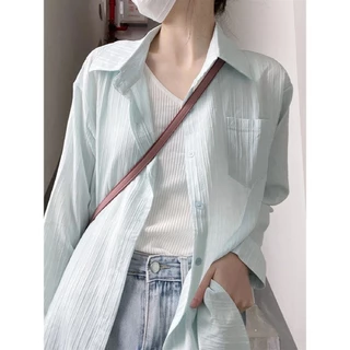 เสื้อเชิ้ตผู้หญิง ผ้าบางเบา - สีสุภาพ ใส่ทำงานหรือไปเที่ยว | ไซส์ S-XXL"
