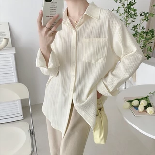 เสื้อเชิ้ตผู้หญิง ผ้าบางเบา - สีสุภาพ ใส่ทำงานหรือไปเที่ยว | ไซส์ S-XXL"