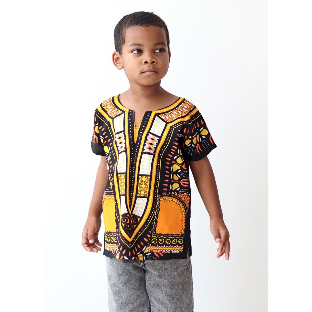 DA'IKI เสื้อจังโก้เด็ก ลายพิมพ์ใหญ่มีกระเป๋า 2ข้าง Style African Dashiki