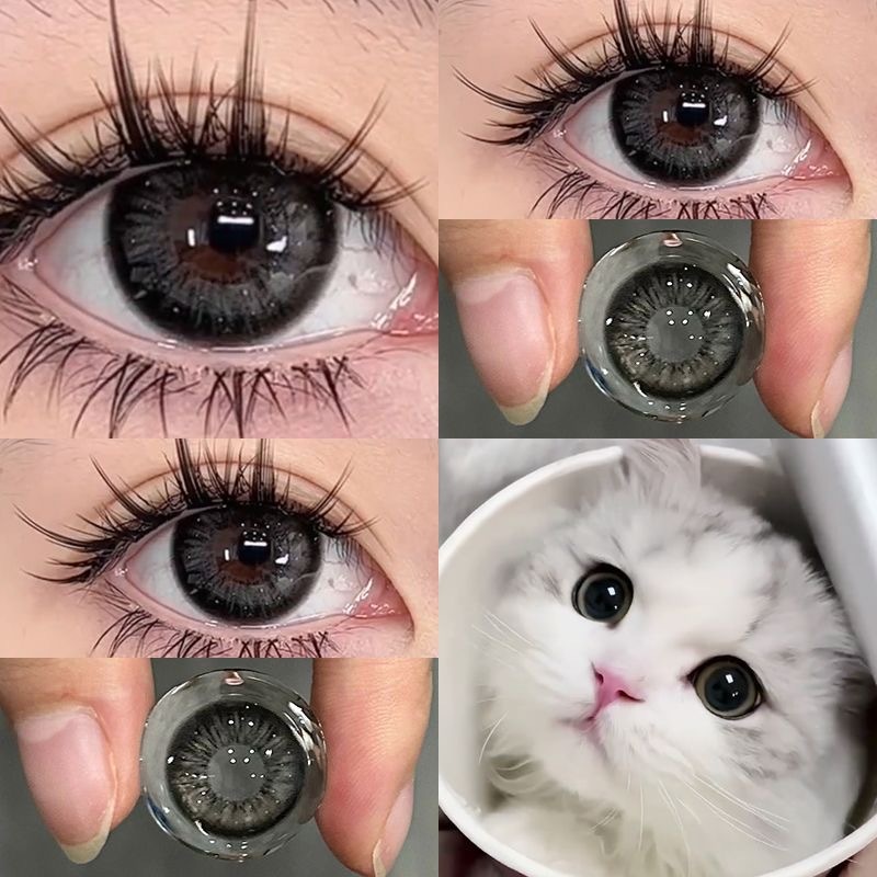【-100°-600°】Midroo บิ๊ก อาย ตาประกาย เลนส์บิ๊กอายน่ารักThai Tea Grey/ Black 14.5mm-1คู่ รายเดือน