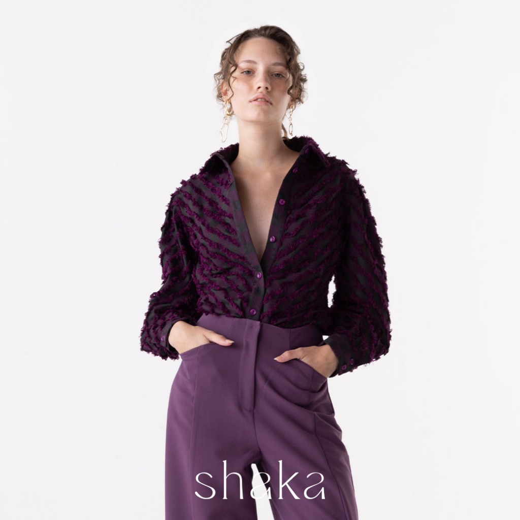 Shaka SS24 Damier Cut Jacquard Shirt เสื้อเชิ้ตผ้าแจ็คการ์ดลายตาราง BL-8240501