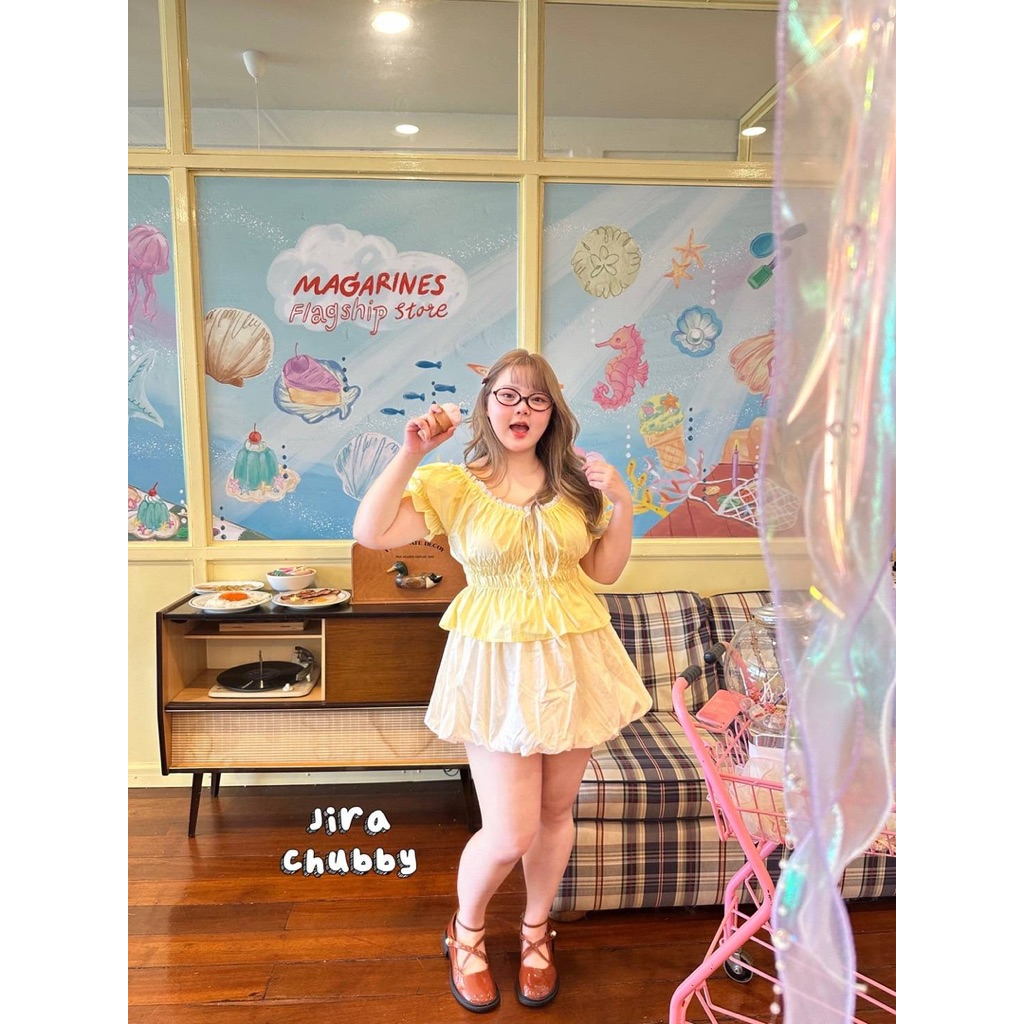 (Shopee video & live มีส่วนลด) เสื้อแขนตุ๊กตาผ้าพื้น ผ้าcotton 100% สม็อคช่วงตัว ยืดเยอะ(38-48) - รูปที่ 4
