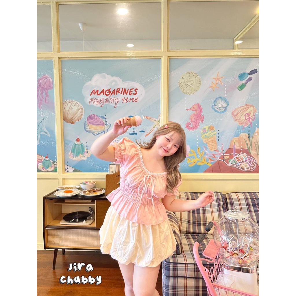 (Shopee video & live มีส่วนลด) เสื้อแขนตุ๊กตาผ้าพื้น ผ้าcotton 100% สม็อคช่วงตัว ยืดเยอะ(38-48) - รูปที่ 3