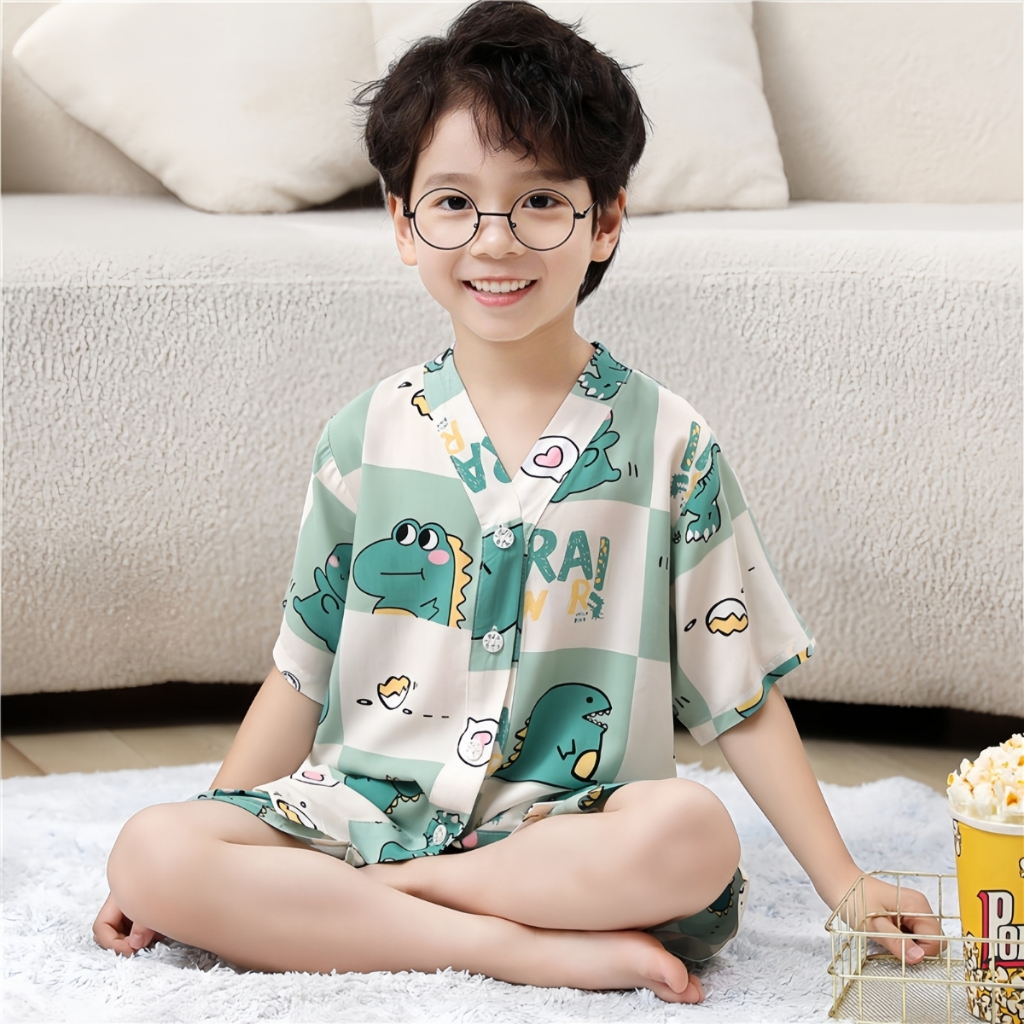 BABY STARSHOP เสื้อผ้าเด็กน่ารัก ชุดนอนเด็ก ชุดเด็กคู่ชายหญิง 💖 สส 90-150CM ลายน่ารักเกินต้าน ระบายอากาศได้ดี M-025 - รูปที่ 6