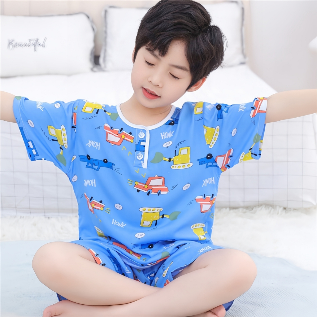 BABY STARSHOP เสื้อผ้าเด็กน่ารัก ชุดนอนเด็ก ชุดเด็กคู่ชายหญิง 💖 สส 90-150CM ลายน่ารักเกินต้าน ระบายอากาศได้ดี M-025 - รูปที่ 2