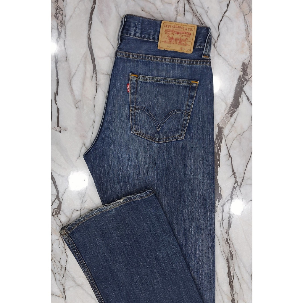กางเกงยีนส์ มือสอง forลีวาย 512 เอว33 ยาว33 ขาม้า กระดุม ผ้าด้าน MADE IN PAKISTAN (B12) (BL)