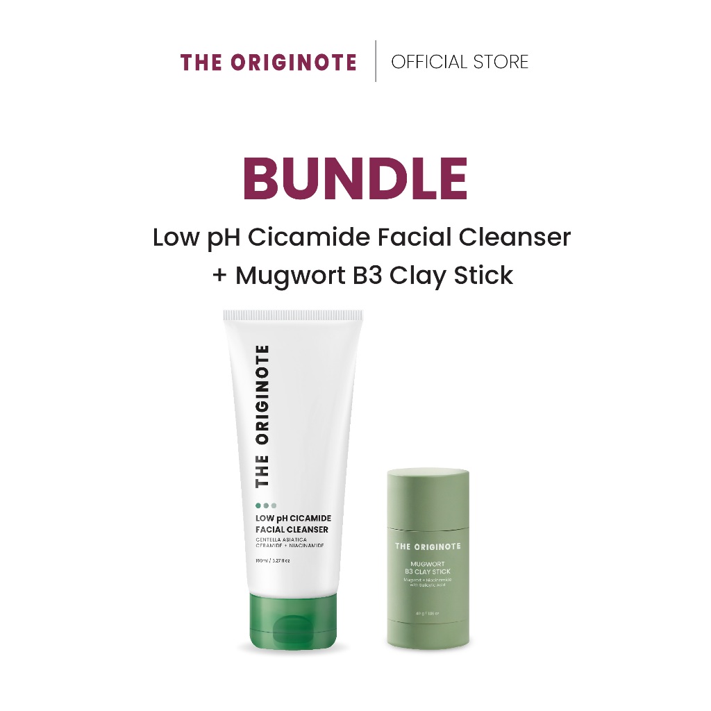 [เซ็ตคู่] The Originote Low pH Cicamide Facial Cleanser + Mugwort B3 Clay Stick - เซตคู่ดูแลผิวมัน ส