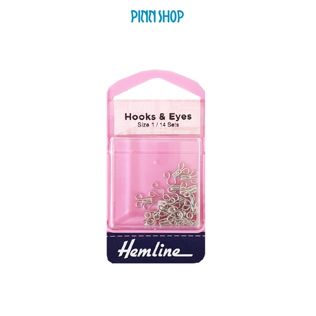 ตะขอเสื้อสีเงิน ยี่ห้อ Hemline เบอร์ 1 ผลิตจากโลหะกันสนิม ใช้ติดเสื้อผ้า