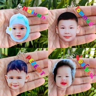 พวงกุญแจหน้าคน พวงกุญแจห้อยกระเป๋า key chain มีเคลือบนูน สามารถใส่ชื่อ รูป น่ารักๆ (สามารถเปลี่ยนรูปได้)