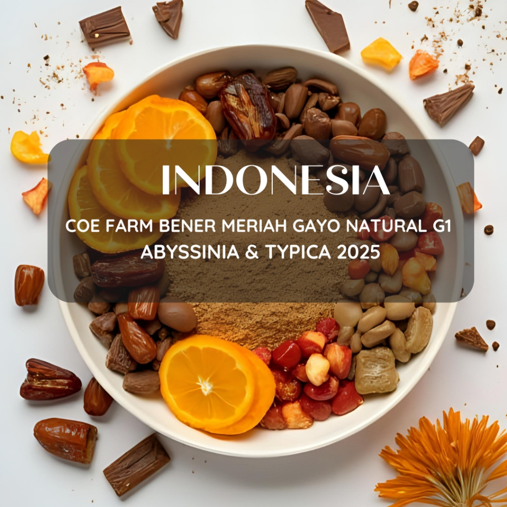 สารเมล็ดกาแฟ Indonesia COE farm Bener Meriah Gayo Natural G1 Abyssinia & Typica 2025