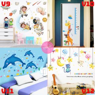สติ๊กเกอร์ลายการ์ตูน สัตว์โลก ABC สําหรับติดตกแต่งผนังห้อง ตกแต่งห้องเด็ก สติ๊กเกอร์ติดผนัง