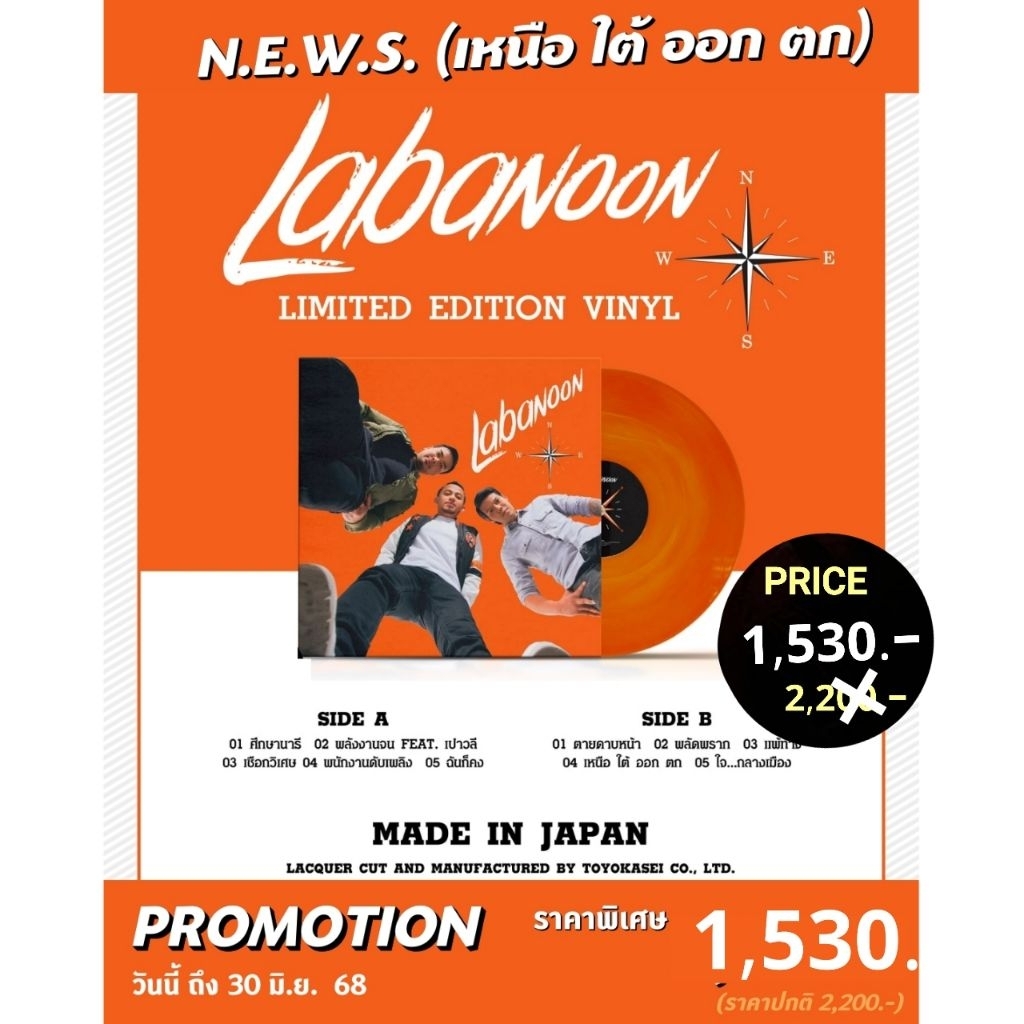 (💥ลดราคา💥)Vinyl LABANOON - N.E.W.S (จากราคา2200.-)(ลดภายในเดือน มิย)