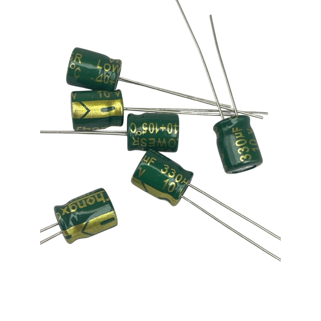 5ชิ้น Capacitor คาปาซิเตอร์ uf 330 uf 10V 2 ขา ตัวเก็บประจุ ของใหม่
