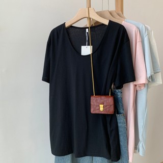 Y6Y - เสื้อยืดคอวีหลวมๆ สำหรับผู้หญิง - เสื้อแขนสั้นแฟชั่นให…