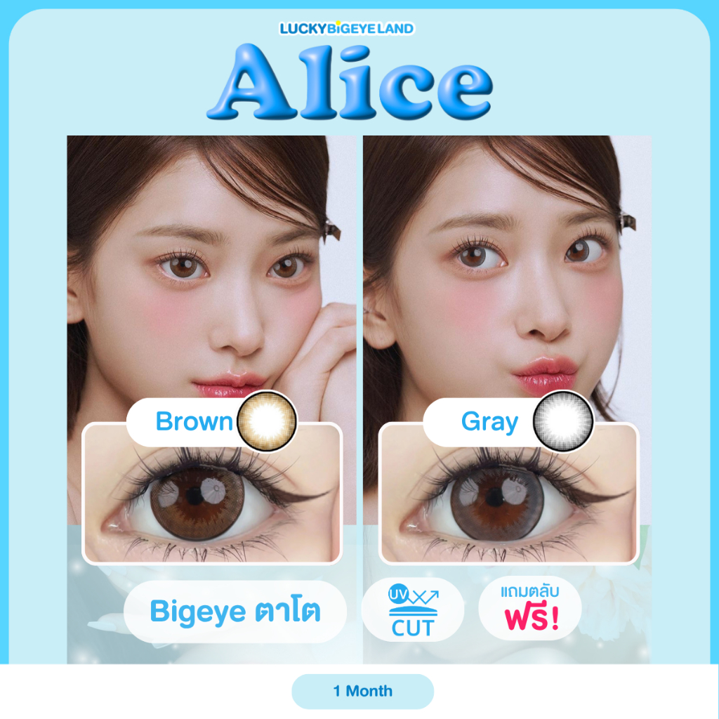 คอนแทคเลนส์ Alice Brown / Gray (Lovelysoft) ขนาดบิ๊กอาย 🌷 ลายคล้าย Dreamy ลายฮิต