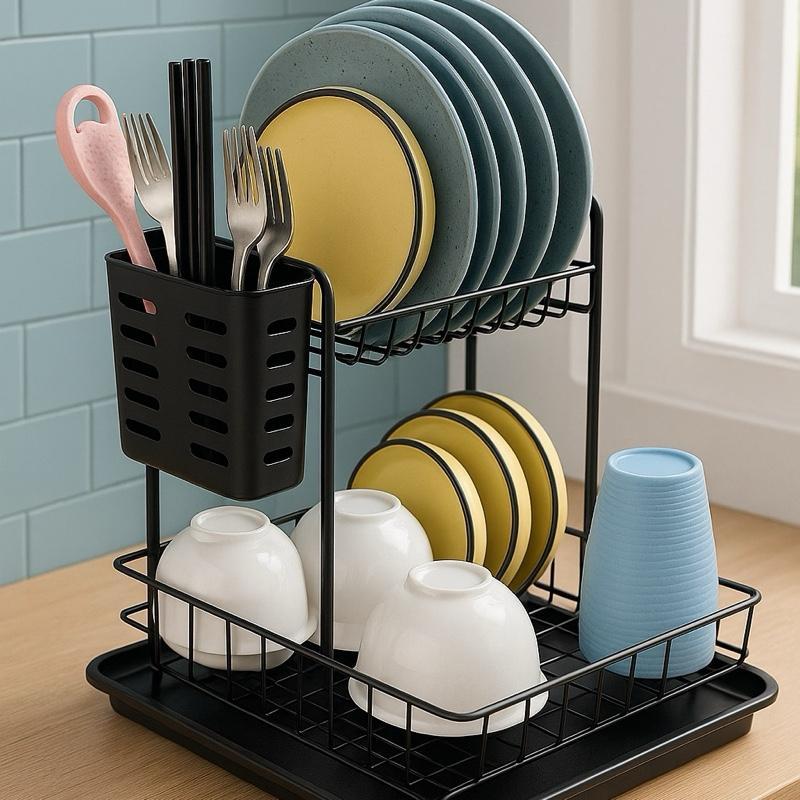 ชั้นวางถ้วยจาน แก้วน้ำแบบ2ชั้น Kitchen Storage Rack รุ่น MJ-2040