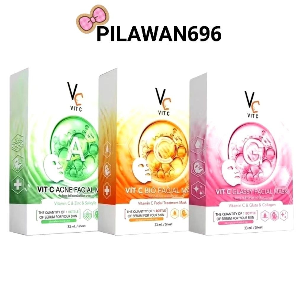 มาส์กหน้า VC น้องฉัตร Ratcha Vit c bio facial mask Mask / Vit C Glassy Facial Mask