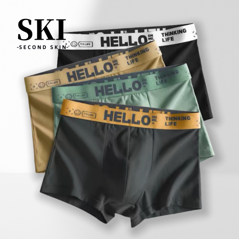 #5804 กางเกงในผุ้ชาย men boxer กางเกงในไข่เย็น Hello เป้า2ชั้น นุ่มสบาบและระบายอากาศได้ดี Size L-4XL