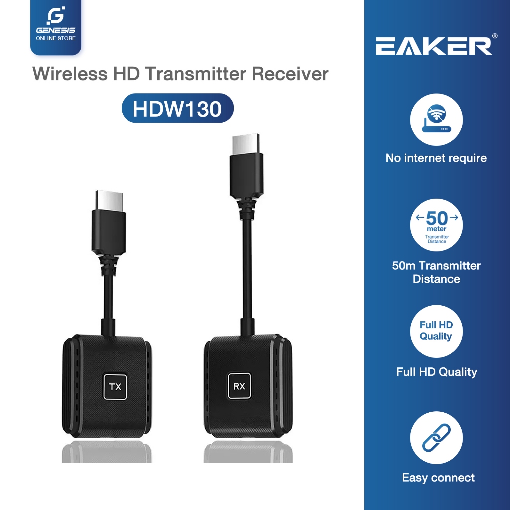 EAKER HDW130 Wireless HDMI ส่งสัญญาณไกล 50เมตร Full HD 1080Pเหมาะในการสอน การประชุม รองรับทุกอุกปรณ์