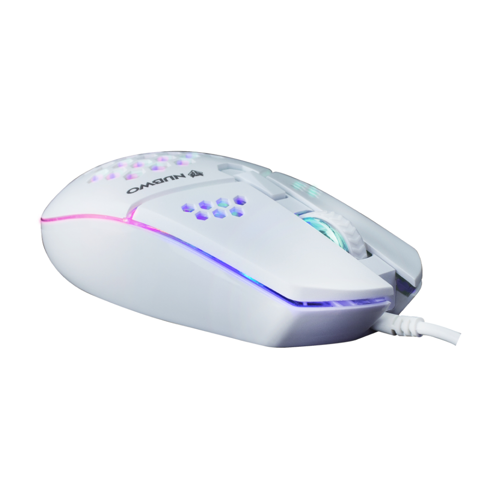 Mouse Gaming Nubwo NM-91M Mouse Hexagon with RGB Lighting ( ชมพู / ขาว / ดำ )