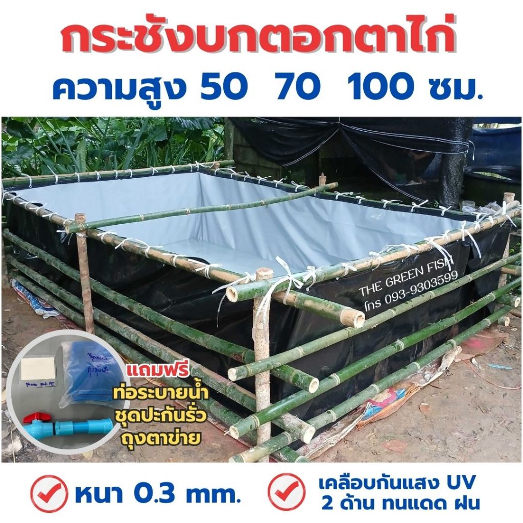 ส่งฟรี - กระชังบกตอกตาไก่ บ่อผ้าใบ สูง 50, 70, 100 ซม. แถม ท่อระบายน้ำ ผลิตจากโรงงานโดยตรง