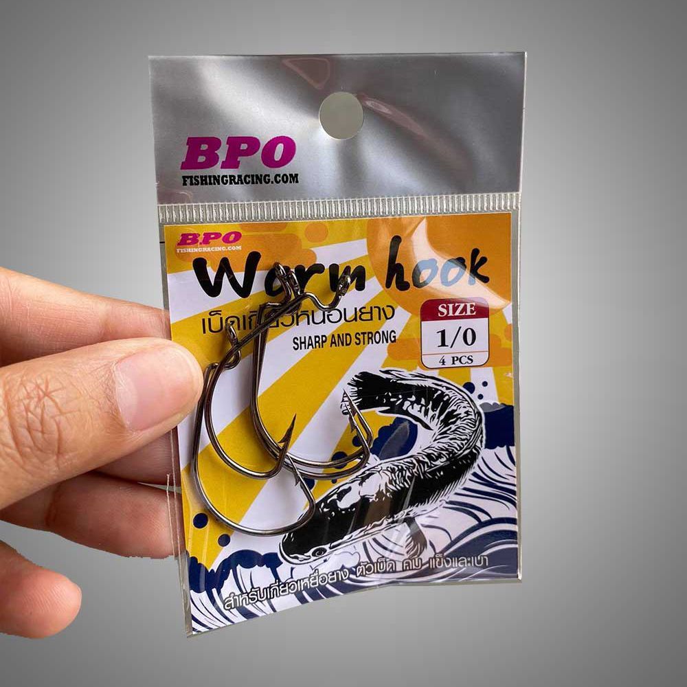 เบ็ดเกี่ยวหนอน เบ็ดเท็กซัส  BPO Worm hook เบอร์ 2 - 6/0