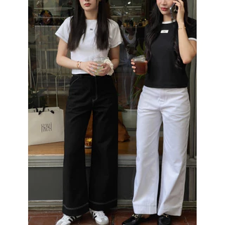 Roomry.n - Stitchy pants กางเกงยีนส์กระบอกใหญา เดินด้าย ทรงกระบอก