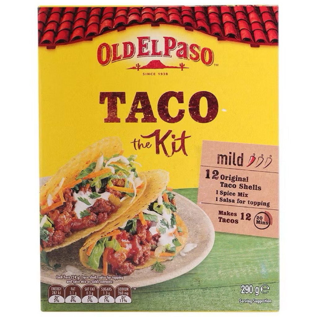 OldElPaso Taco Shells 156g. Taco Kit Spice Mix Shells &Salsa 295g ชุดทาโก้ ฐานแบน/Burrito Spice Mix/