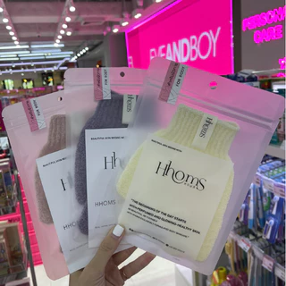 ถุงมือขัดผิวกาย หอมส HHOMS Body gloves scrub ถุงมือขัดตัวHHOMSใบไหมเกาหลี 1 ชิ้น**