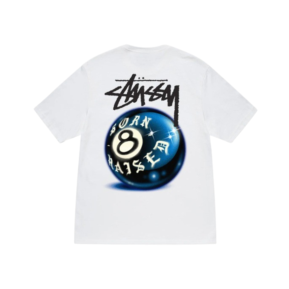 Stussy x Born x Raised 8 Ball T-Shirt White / Handstyles T-Shirt Black