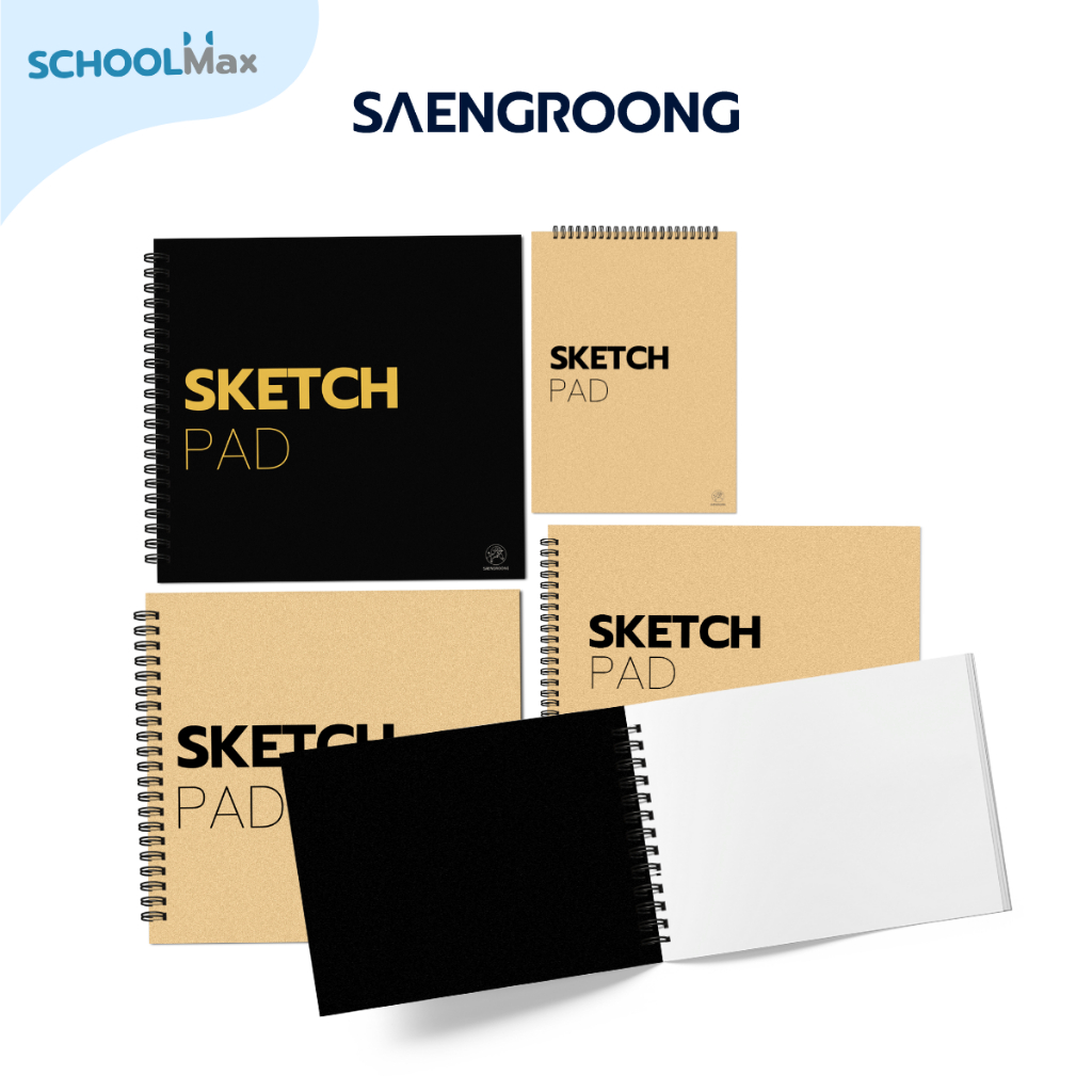 Saengroong สมุดวาดภาพ สมุดสเก็ตซ์ภาพ สมุดเขียนแบบ (ขนาด จตุรัส, A4, A5, A6 ) 50แผ่น/เล่ม