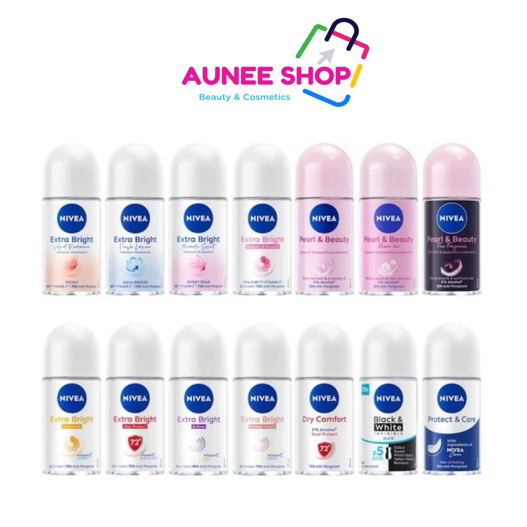 ส่งฟรี/มีไลฟ์   (1ชิ้น)นีเวีย โรลออน ระงับกลิ่นกาย ใต้วงแขน 12 /25 มล. NIVEA ROLL ON