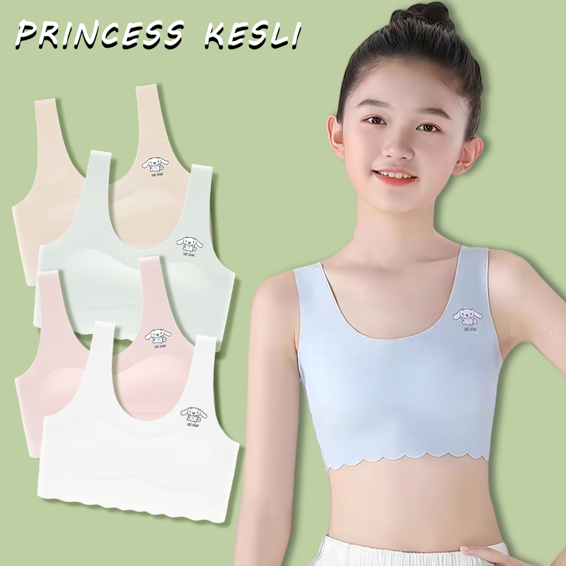 PRINCESS KESLI เสื้อชั้นในเด็กผู้หญิง เสื้อซับในเด็ก แบบสวม ฟองน้ำถอดได้ สำหรับเด็กนักเรียน เด็กวัยรุ่น