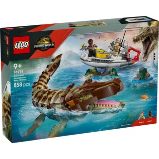 LEGO Jurassic World 76974 Brick-Built Mosasaurus Boat Mission (858pcs.), Building Blocks, Kids Toy
