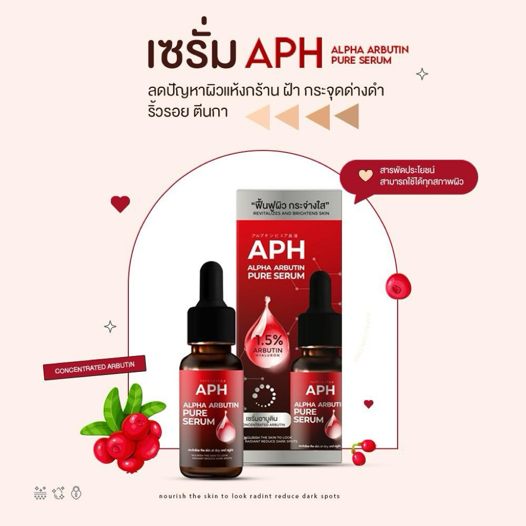 {โปร1แถม1} APH ARBUTIN PURE SERUM ผิวแข็งแรง เรียบเนียน กระจ่างใส ขนาด 15 ml. พร้อมส่ง🚕