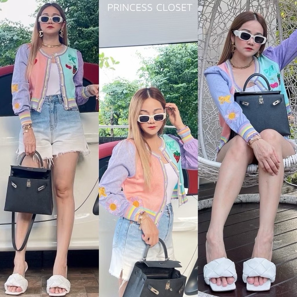 bybeyond 👑 เสื้อคลุมคาร์ดิแกน ไหมพรม แขนยาว คอปก แต่งเม็ดกระดุม สกรีนเห็ด ดอกไม้🌼 รุ่นสุดฮอต ขายดี งานนำเข้า พร้อมส่ง📦