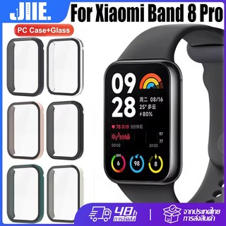 สําหรับ Xiaomi Band 8 Pro เคสพีซี + กระจกนิรภัย ตัวป้องกันหน้าจอฟิล์มป้องกันรอยขีดข่วนและอุปกรณ์เสริมปกแข็งป้องกันกันชน