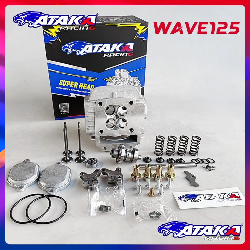 ATAKA รูปแบบคลื่น ชุดฝาสูบเวฟ 4 วาล์ว Super Head For เวฟ125 FI WAVE125  18/21 19/22 21/24 22/25 25/28 อะไหล่ครบชุด
