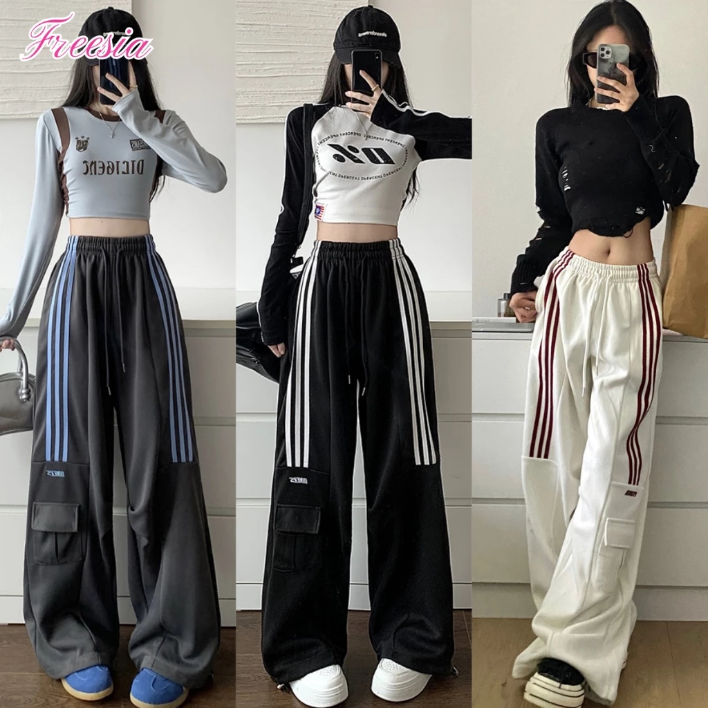 3สี กางเกงวอร์ม กางเกงขายาว เอวยางยืด ที่เอวมีสายเชือก2เส้น ปลายขามีสายเชือก#91060