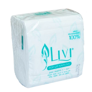 (ยกลัง) Livi กระดาษเช็ดปากป๊อปอัพ หนา 1 ชั้น 200 แผ่น จำนวน 60 แพ็ค/ลัง