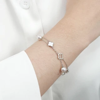 Aurora Diamond สร้อยข้อมือมุกเเท้ Bright Pearl Collection เงินแท้ 92.5% (DBPL008)