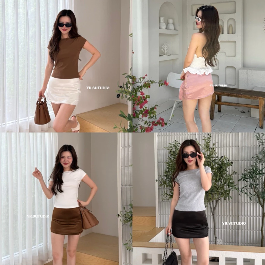 RUBY SKIRT พร้แมส่ง กระโปรงผ้าซาตินเนื้อหนาเเต่งกางเกงซับในทรงเอวปกติ หรือสามารถใส่เป็นเอวต่ำได้นะคะ มีไซค์