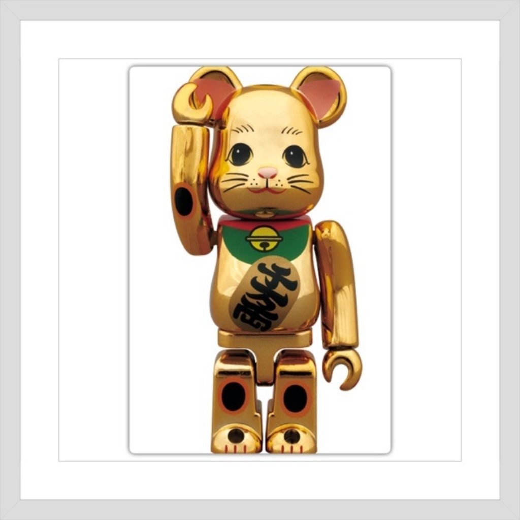 (ของแท้) BE@RBRICK 100% Maneki Neko Lucky Cat Gold Plating Ver. 1 (bearbrick)
