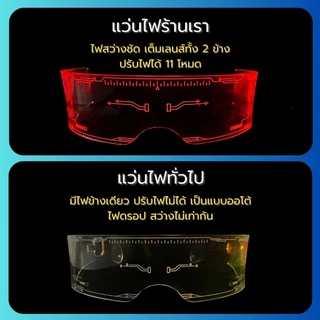 แว่นตาเรืองแสง แว่นไฟ LED กันน้ำ ไฟ 7 สี ปรับไฟได้11โหมด แว่นไฟกระพริบ ขาพลาสติกทั้งด้าม งานคุณภาพ