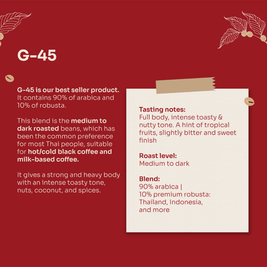 P&F G-45 Blend ขนาด 500g เมล็ดกาแฟคั่ว arabica ผสม robusta (คั่วกลาง-เข้ม) | P&F Coffee พีแอนด์เอฟ - รูปที่ 2