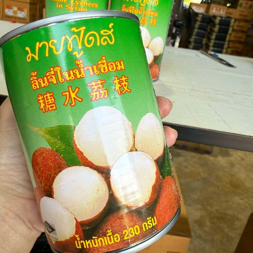 ลิ้นจี่กระป๋อง ตรามายฟู้ดส์ ปริมาณต่อกระป๋อง 565กรัม ชุด 6กระป๋อง
