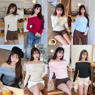 BEMYCHIC เสื้อไหมพรมปาดไหล่ รุ่น Minji knit top