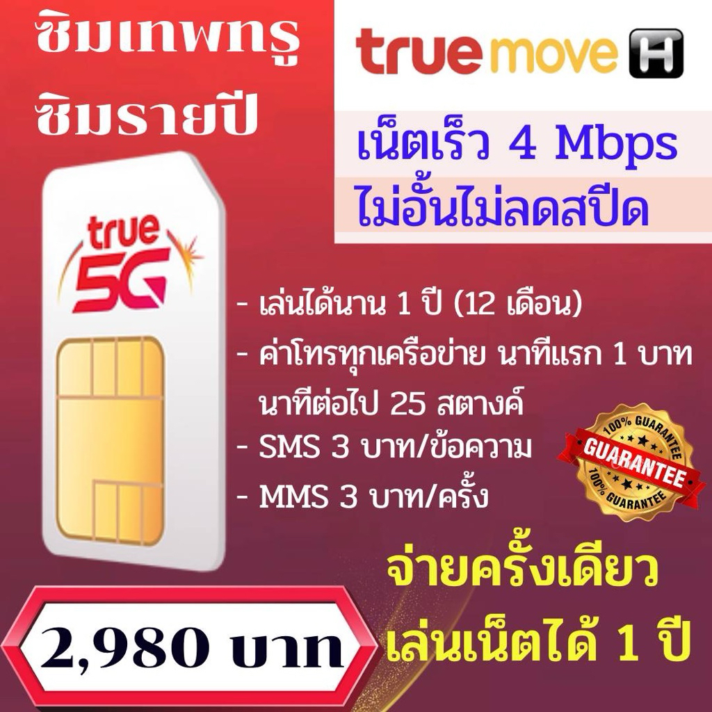 🎉🎉 ซิมรายปี ซิมเทพ ความเร็ว 4 Mbps ไม่อั้นไม่ลดสปีด (นาน12เดือน