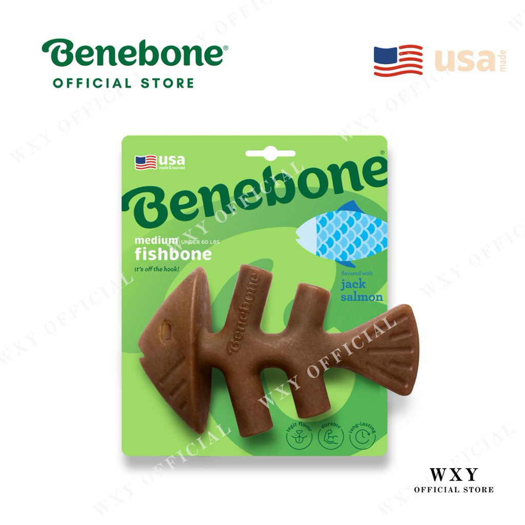 Benebone [ Fishbone ] - Durable Dog Chew Toy - Made & Sourced in the USA #madeinusa